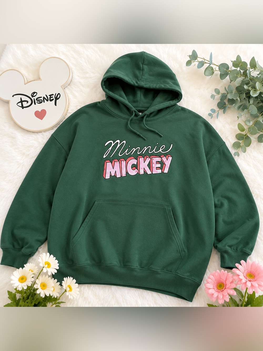 Disney Mickey Minnie Green Womens Size 6X Sweatshirt Hoodie Shirt Top
